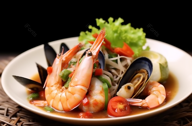 一盘海产食物食品摆盘实拍摄影图,高清,摄影图,摄影图片,图片大全,摄影图免费下载